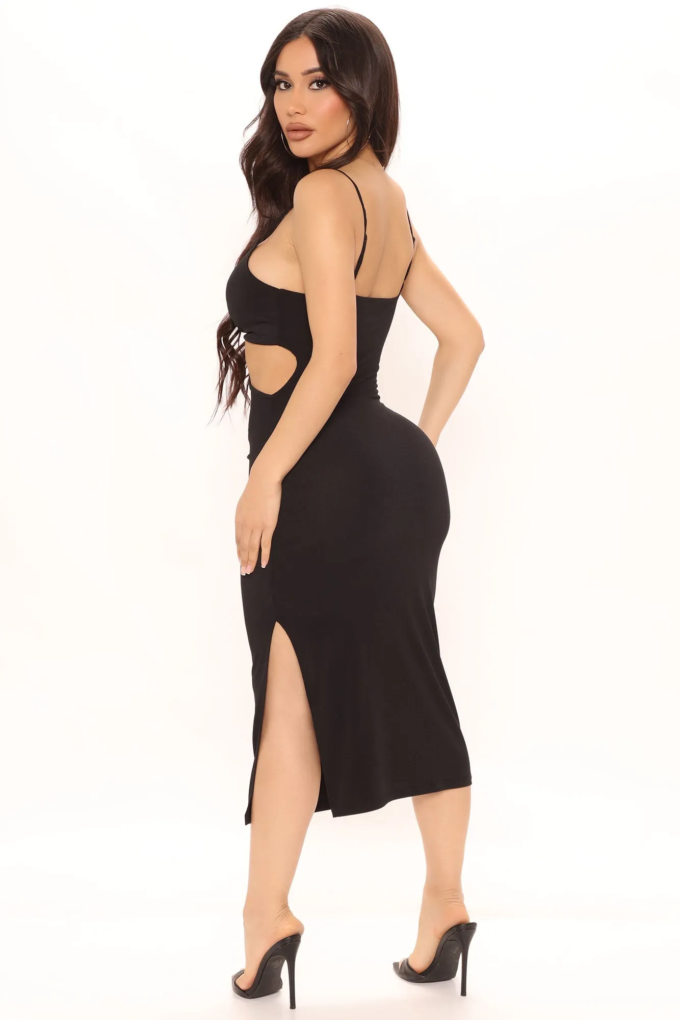 Analisa Cut Out Midi Dress - Black