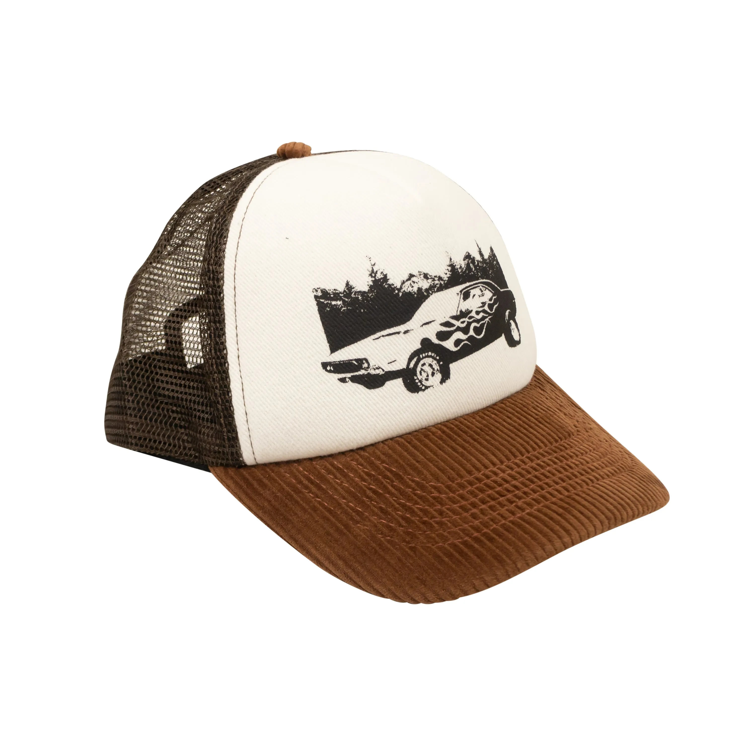 Brown Velvety soft Graphic Car Baseball cap