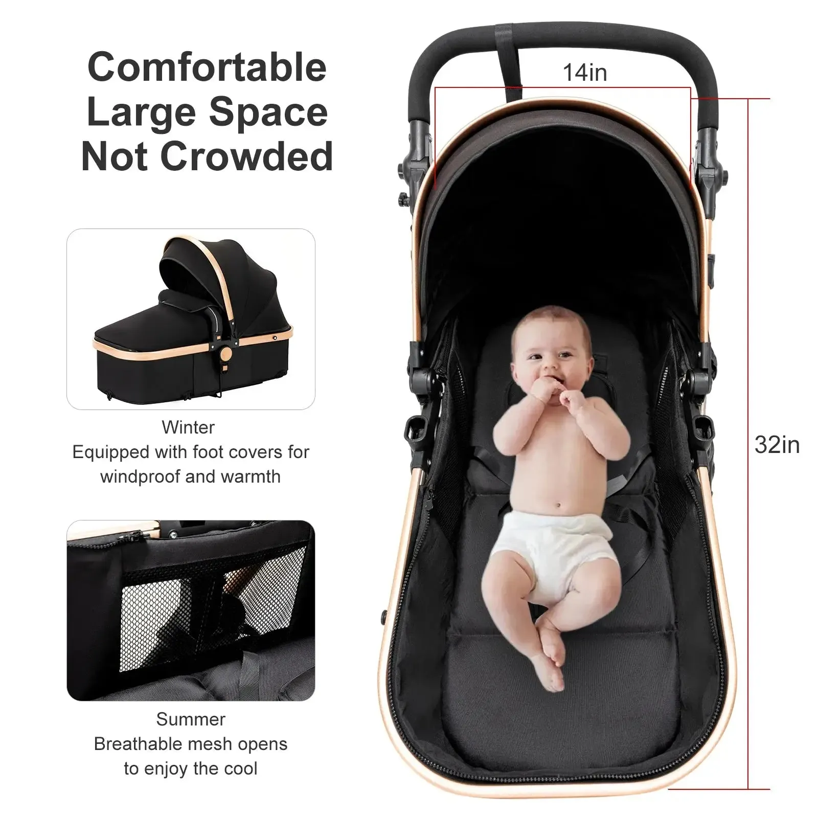 High Landscape Multi-Functional 3 In 1 Pushchair Set