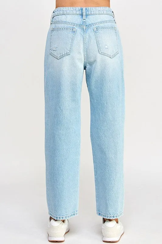 LW vintage distressed straight jeans