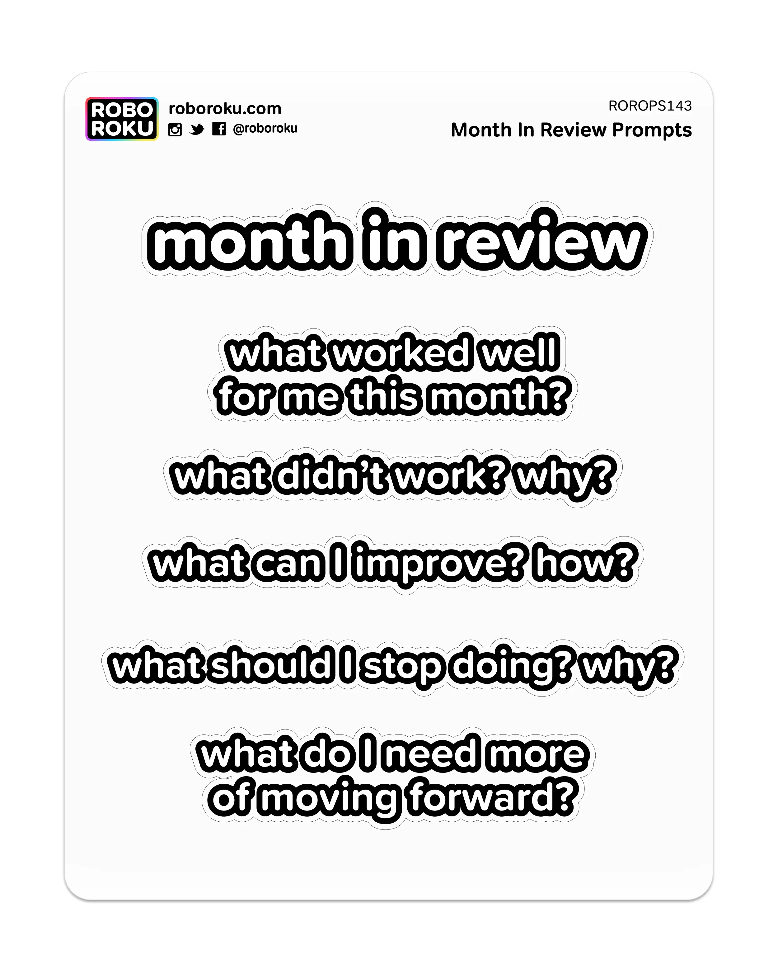 Monthly Review Prompts - Planner Stickers