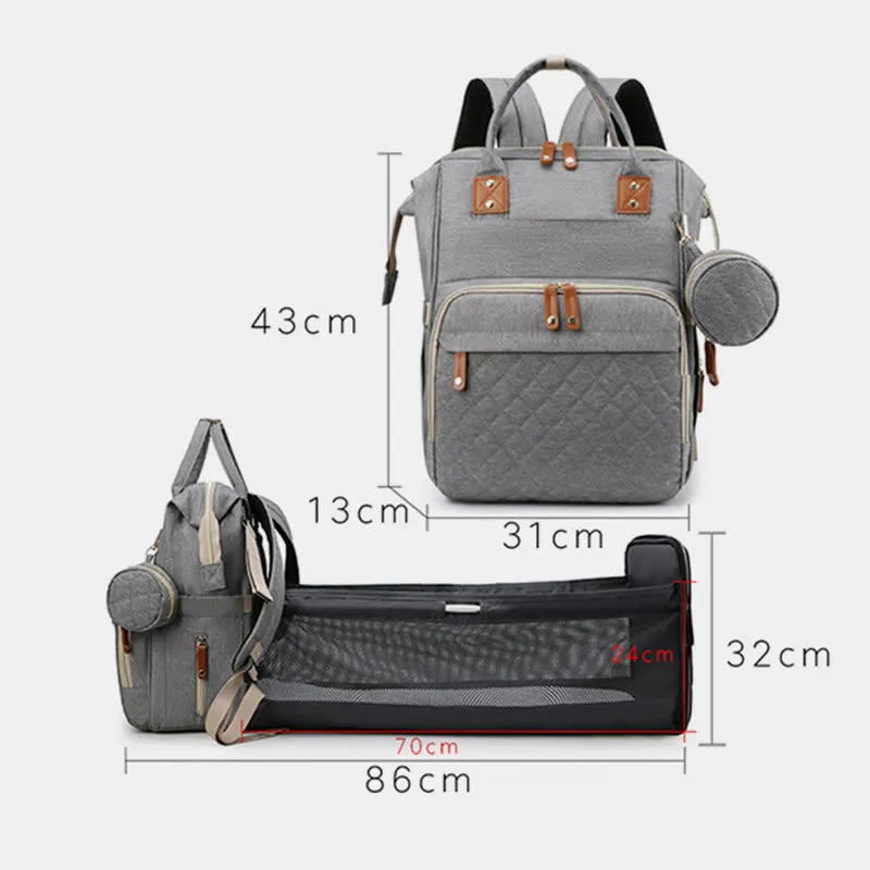 Multi Functional Mommy Bag With Crib Simple Waterproof Oxford Backpack