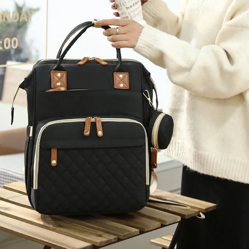 Multi Functional Mommy Bag With Crib Simple Waterproof Oxford Backpack
