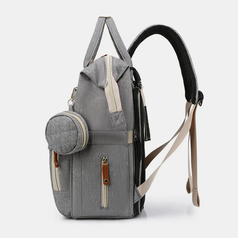 Multi Functional Mommy Bag With Crib Simple Waterproof Oxford Backpack