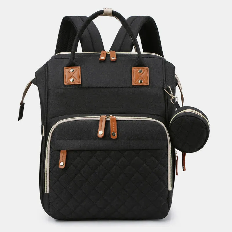 Multi Functional Mommy Bag With Crib Simple Waterproof Oxford Backpack