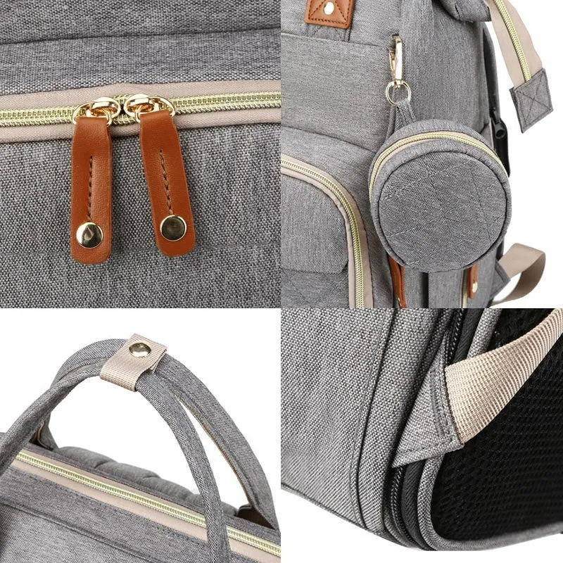 Multi Functional Mommy Bag With Crib Simple Waterproof Oxford Backpack