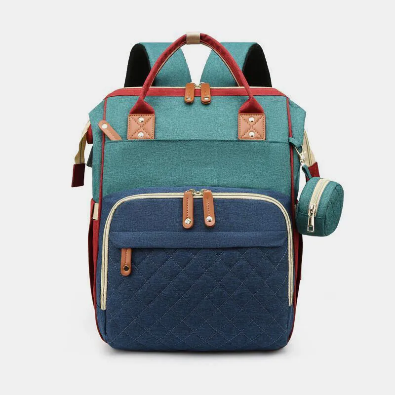Multi Functional Mommy Bag With Crib Simple Waterproof Oxford Backpack
