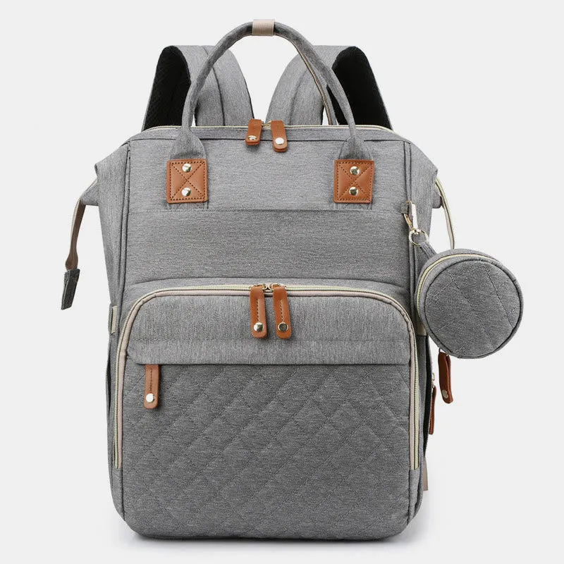 Multi Functional Mommy Bag With Crib Simple Waterproof Oxford Backpack