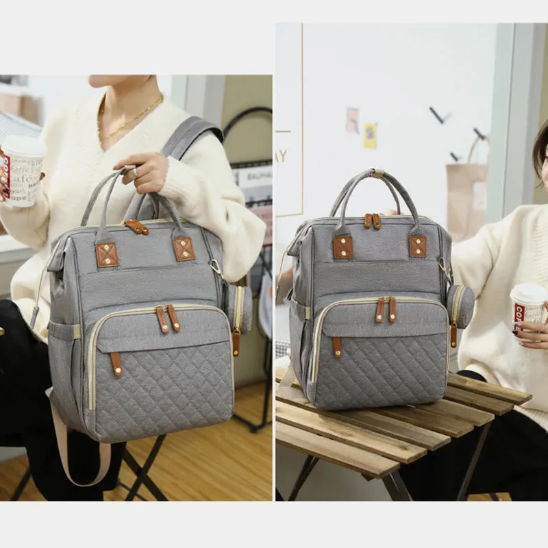 Multi Functional Mommy Bag With Crib Simple Waterproof Oxford Backpack