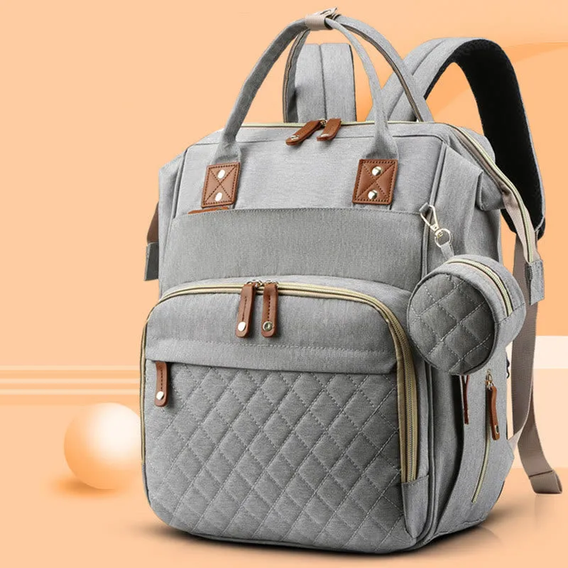 Multi Functional Mommy Bag With Crib Simple Waterproof Oxford Backpack
