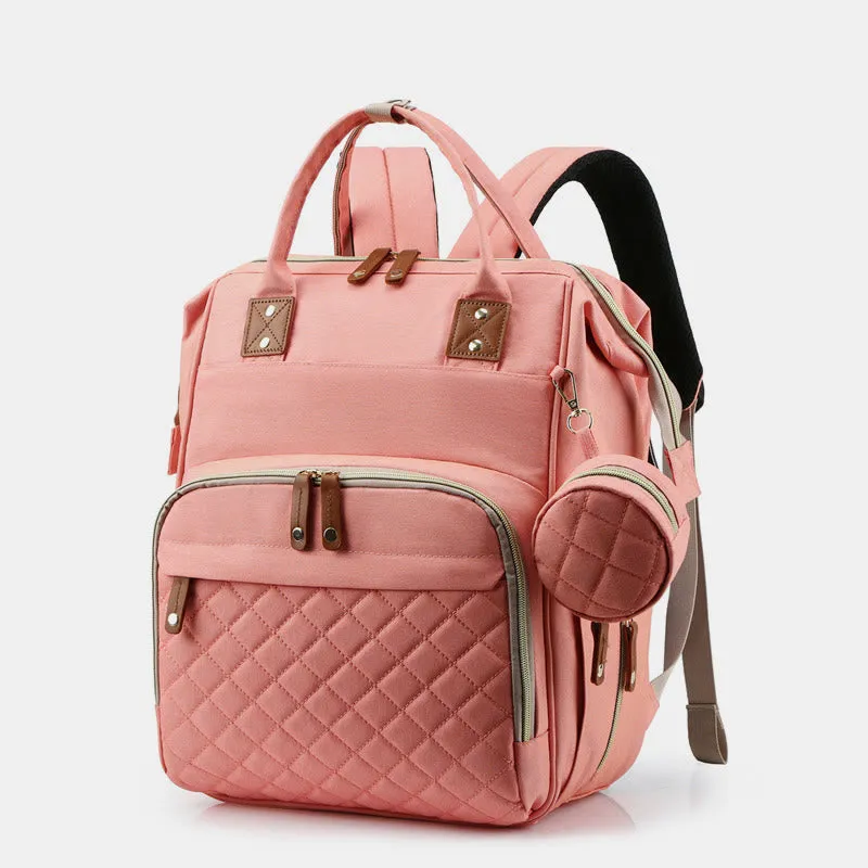 Multi Functional Mommy Bag With Crib Simple Waterproof Oxford Backpack